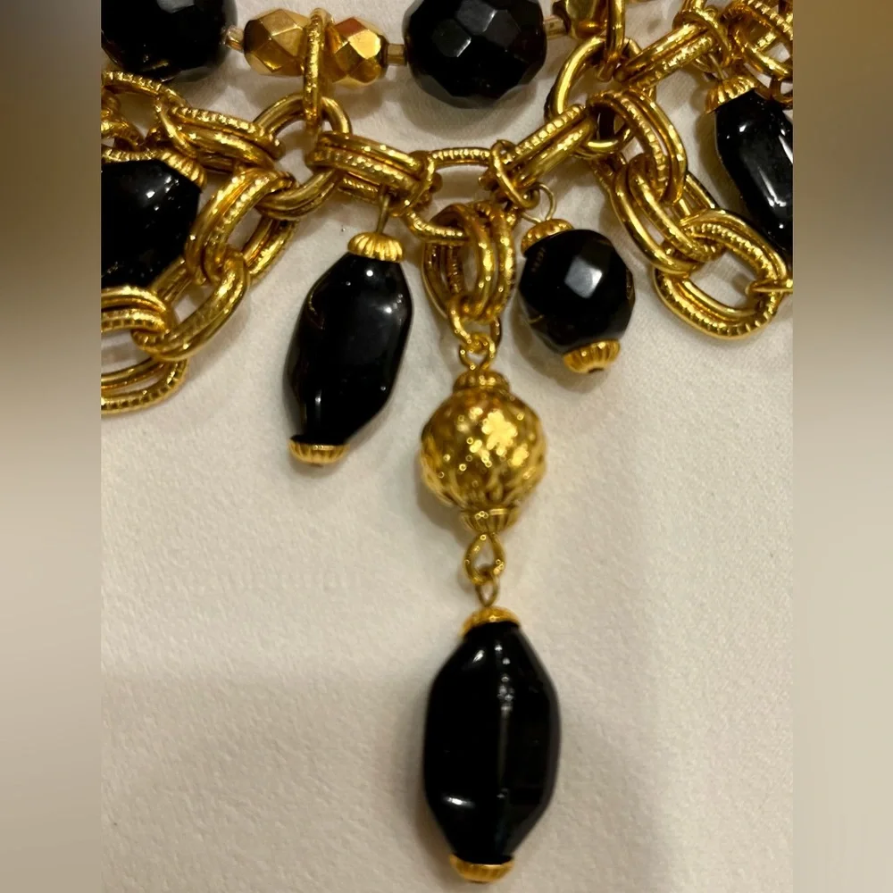 Vintage Signature Barrera Black and Gold Princess Necklace - Picture 7 of 16